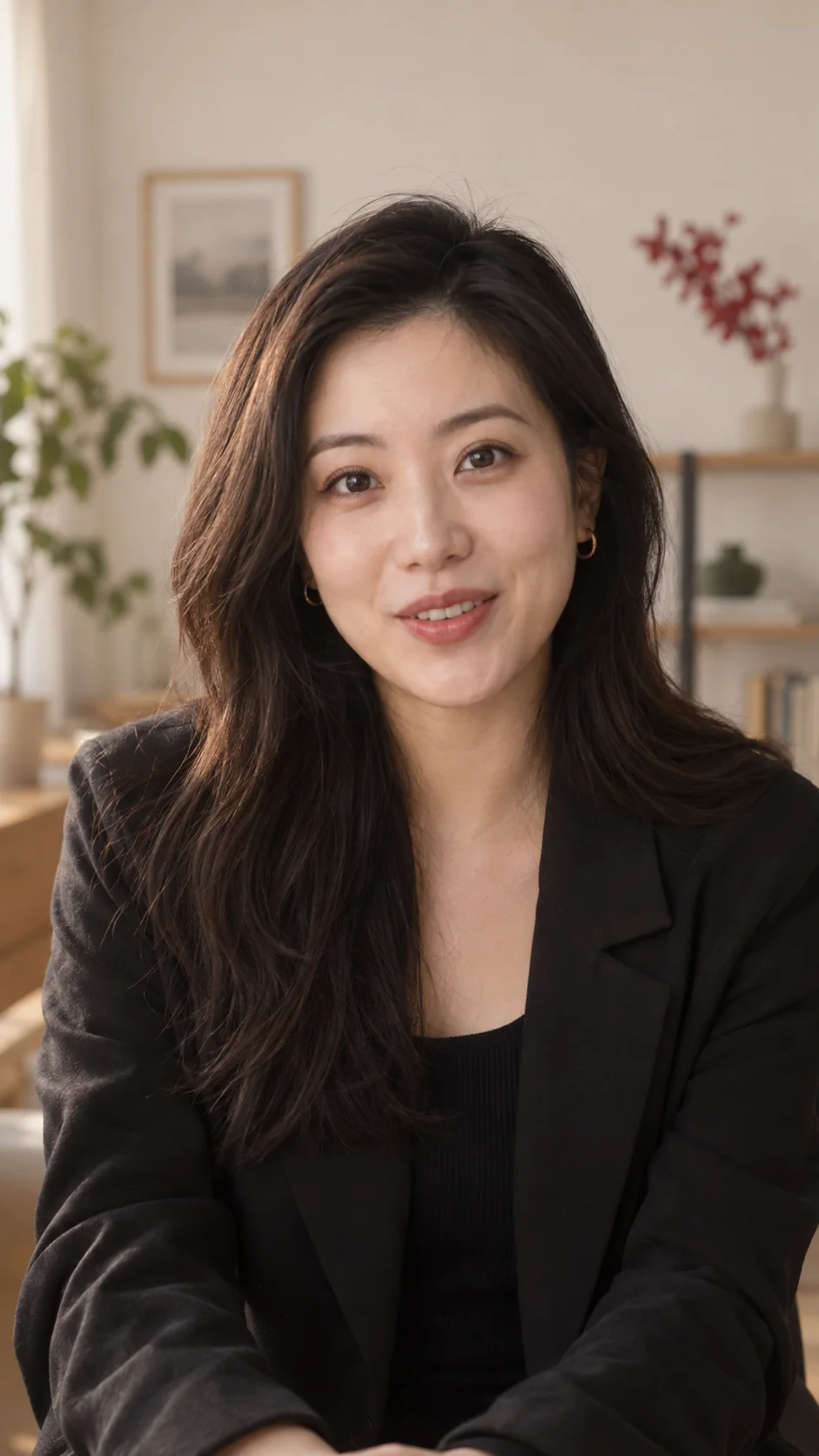 虚构内容创作者面对镜头分享经验的视觉示意