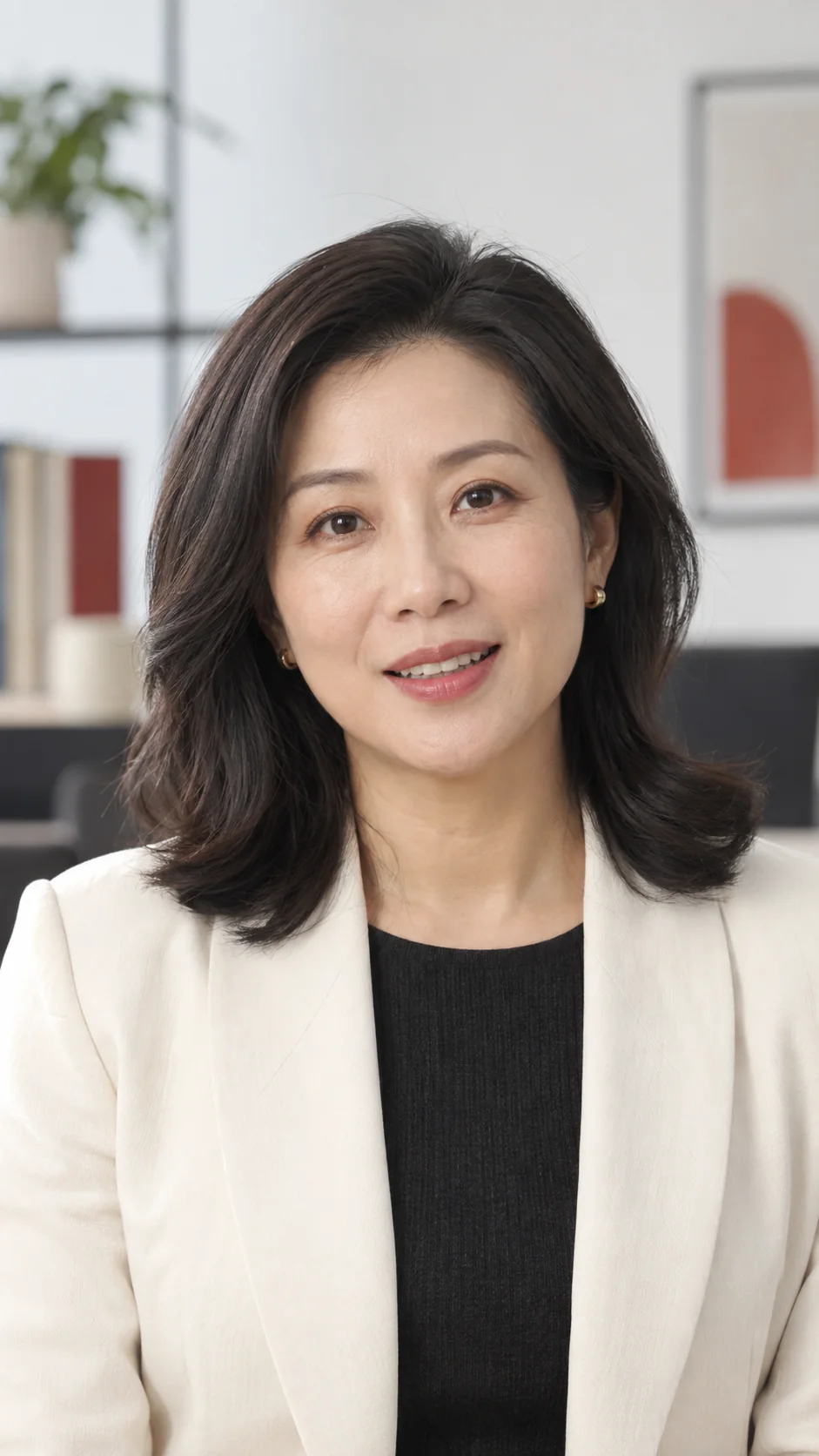 虚构产品专员面对镜头回答问题的视觉示意